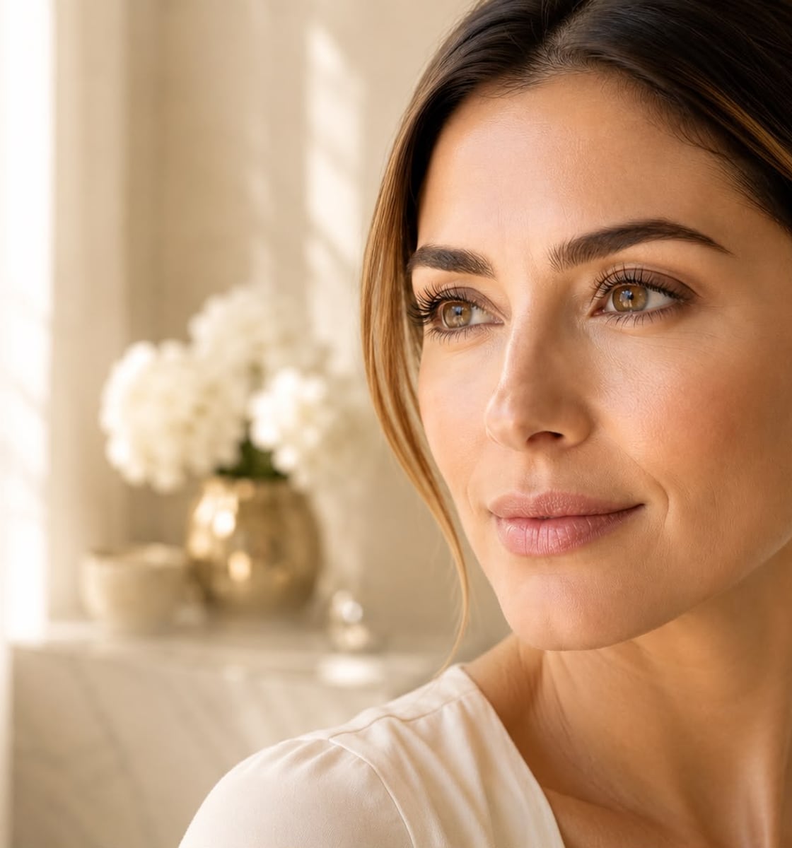 A woman with bright, refreshed and naturally rejuvenated eyes