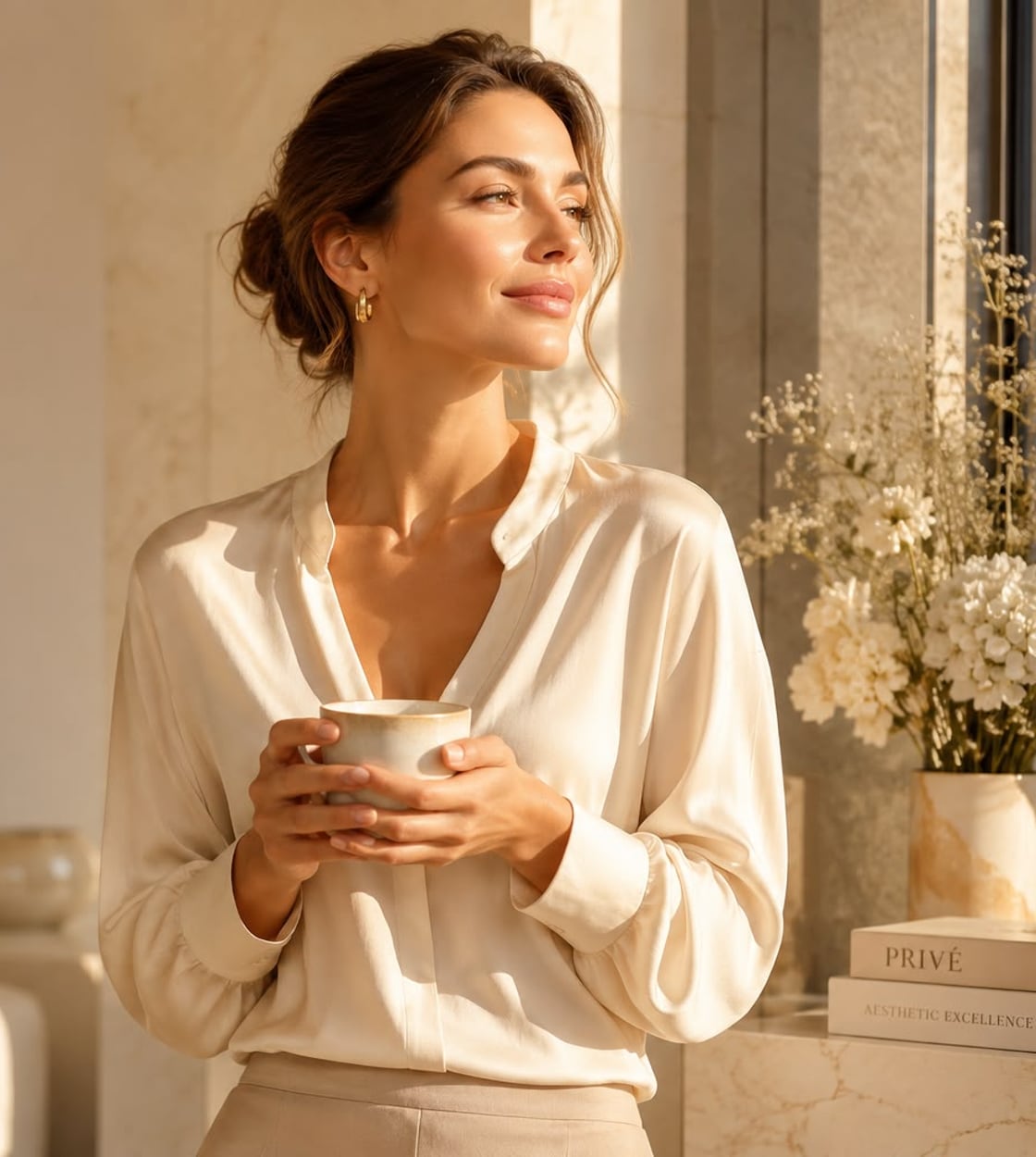 A woman with healthy, radiant, luminous skin