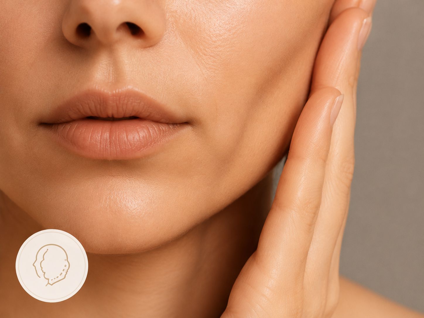 Side profile showing cheek and lower-face contour