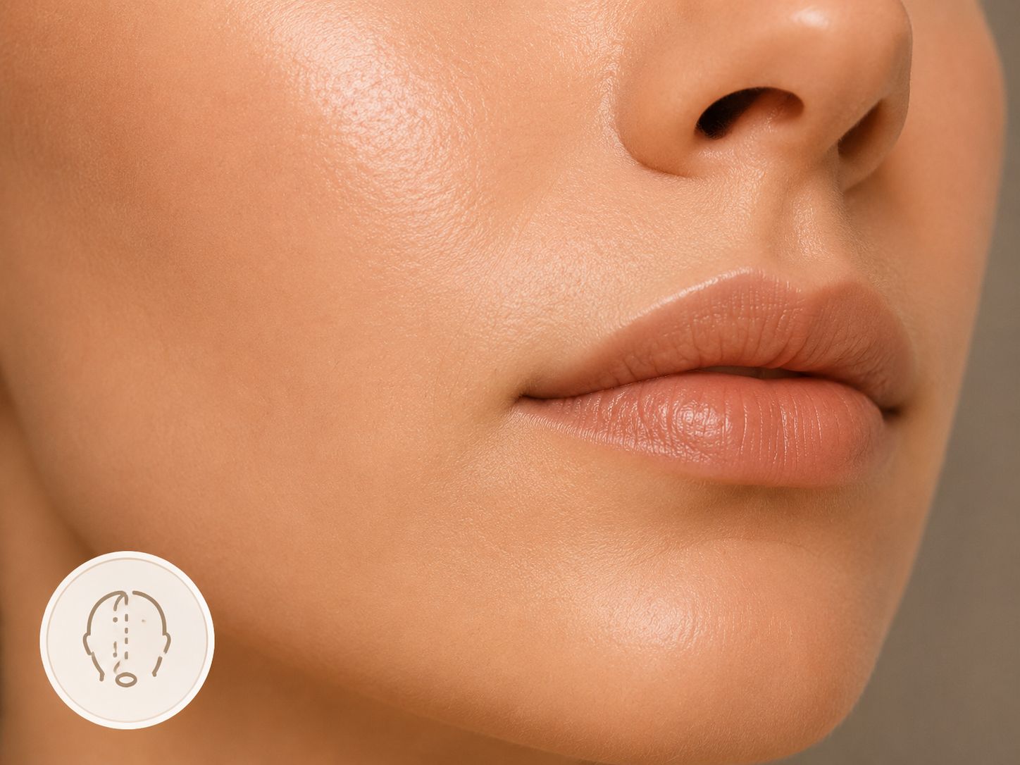 Close-up of natural lips and lower face