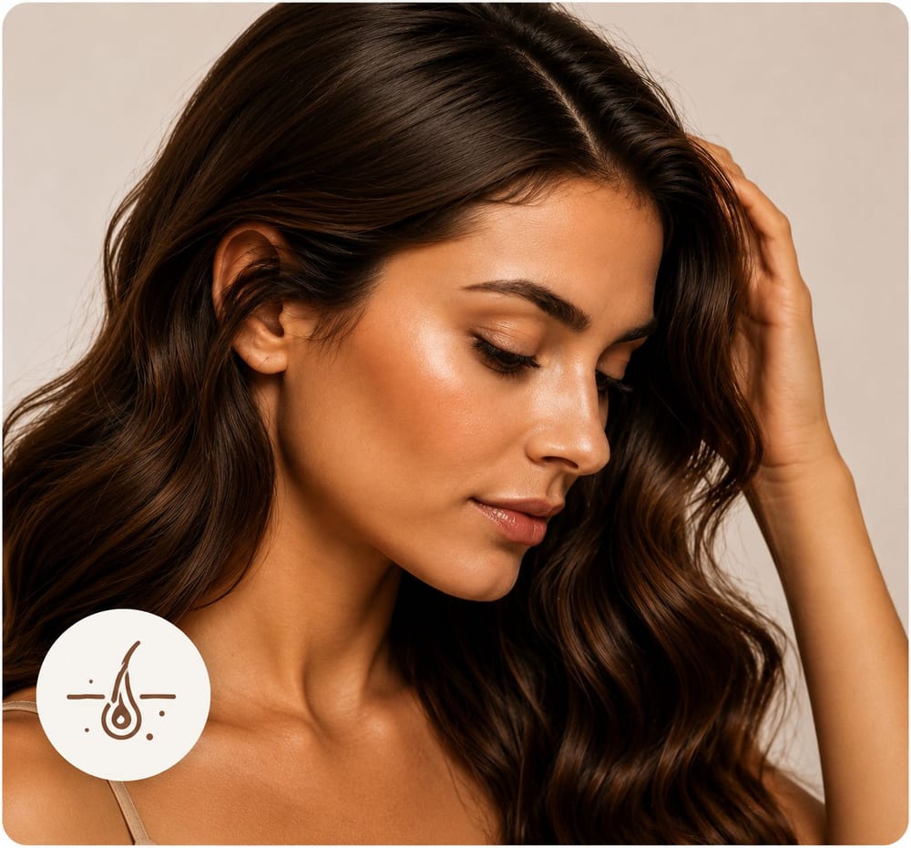 A woman with long, healthy hair
