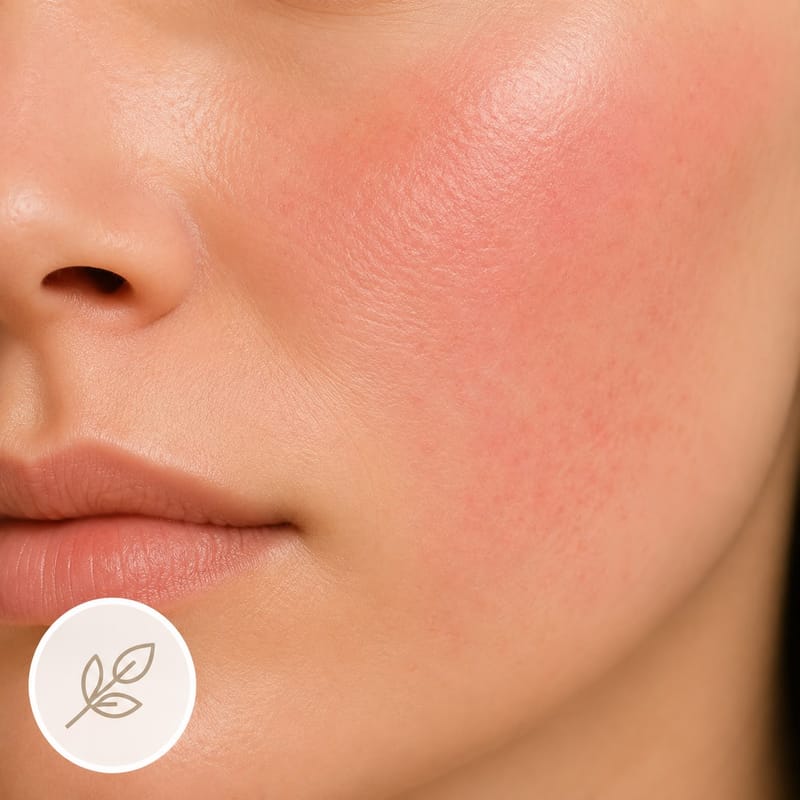 Close-up of a cheek with mild redness and sensitivity