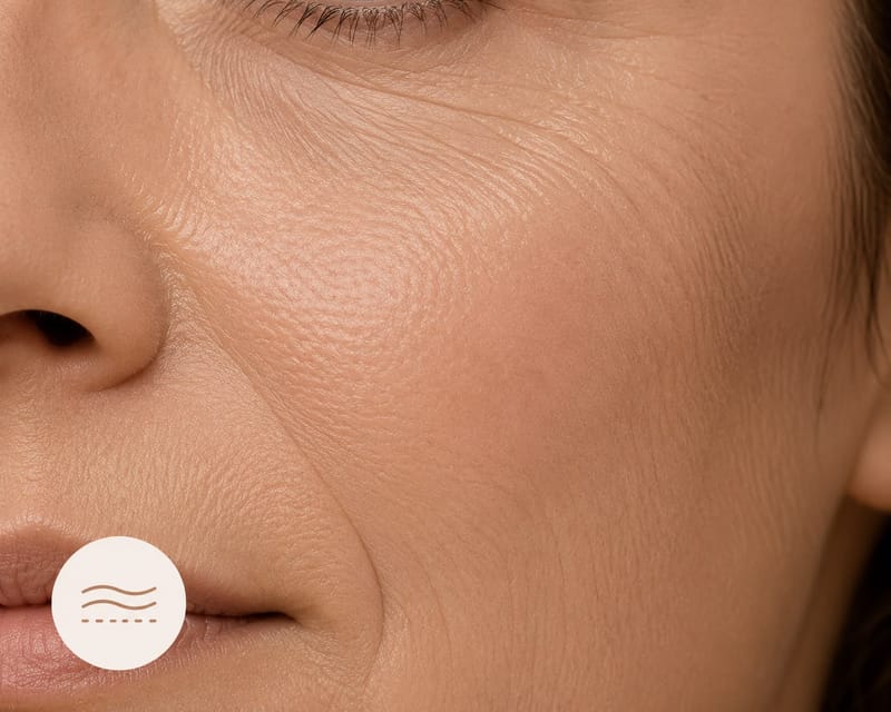 Close-up of fine lines around the eye