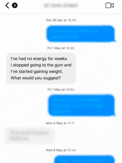 Metabolic health before result, example 2